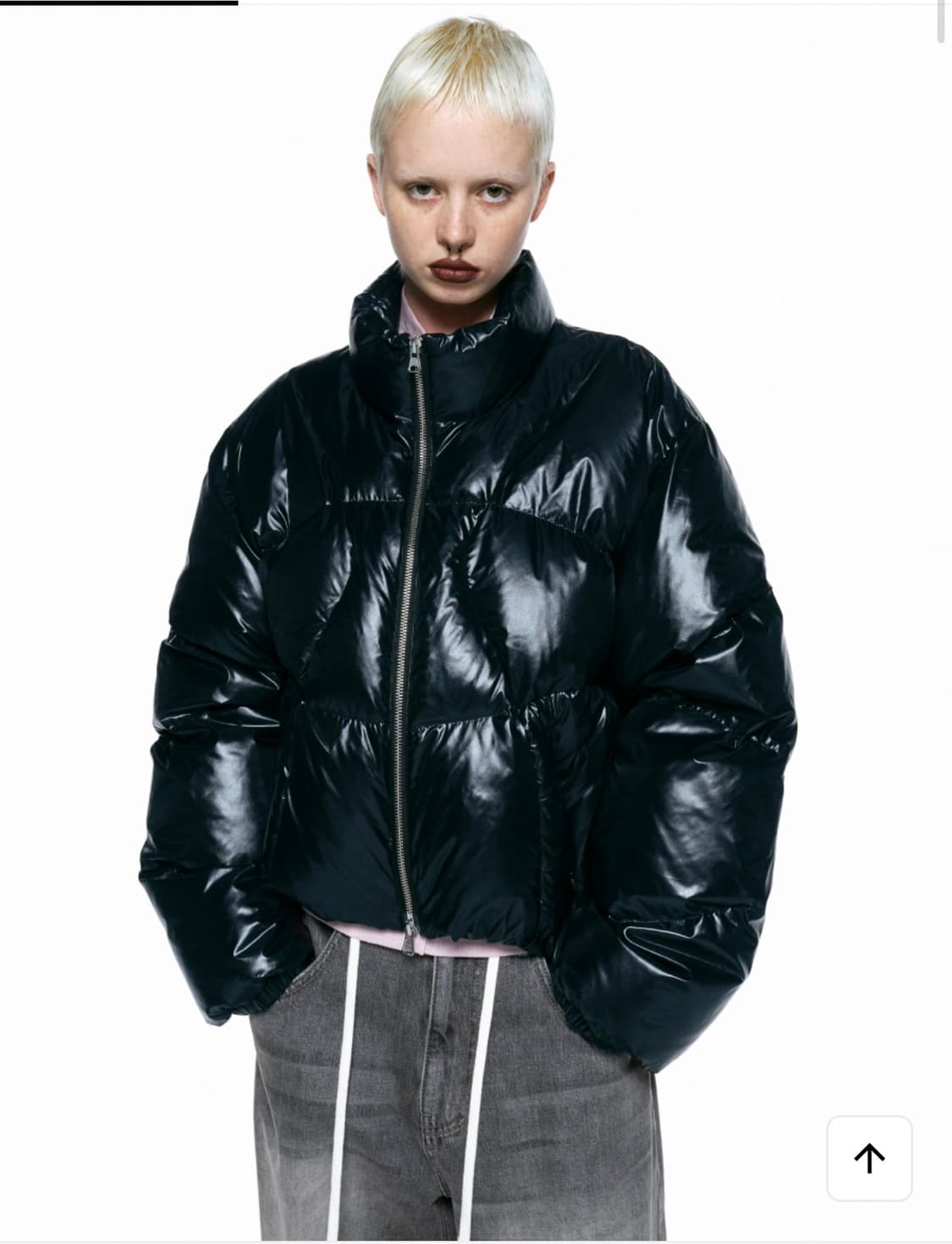 [인사일런스 우먼] 퀼티드 크롭 덕 다운 자켓 BLACK M 상품이미지1