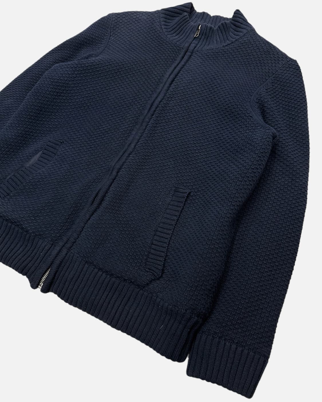 navy texture knit zip-up 상품이미지2