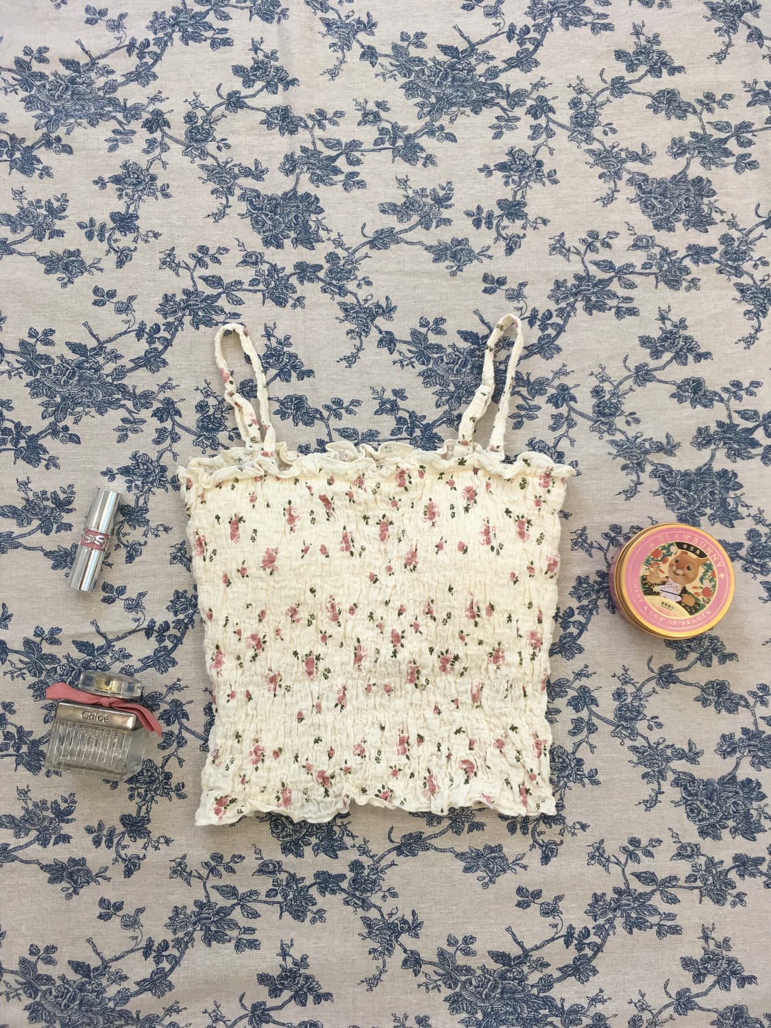 jpn vintage 러블리 모리 잔꽃 슬리브리스 상품이미지1