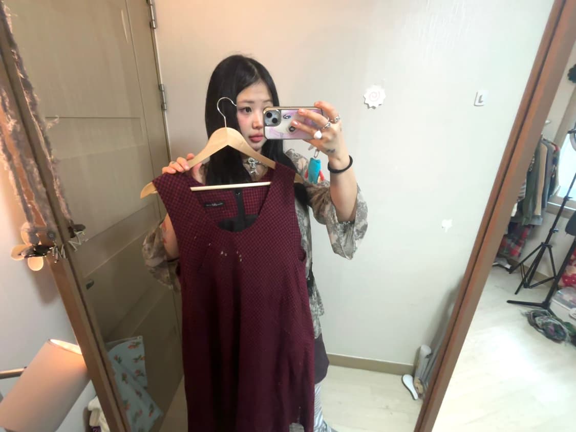 레드 체크 원피스 상품이미지1