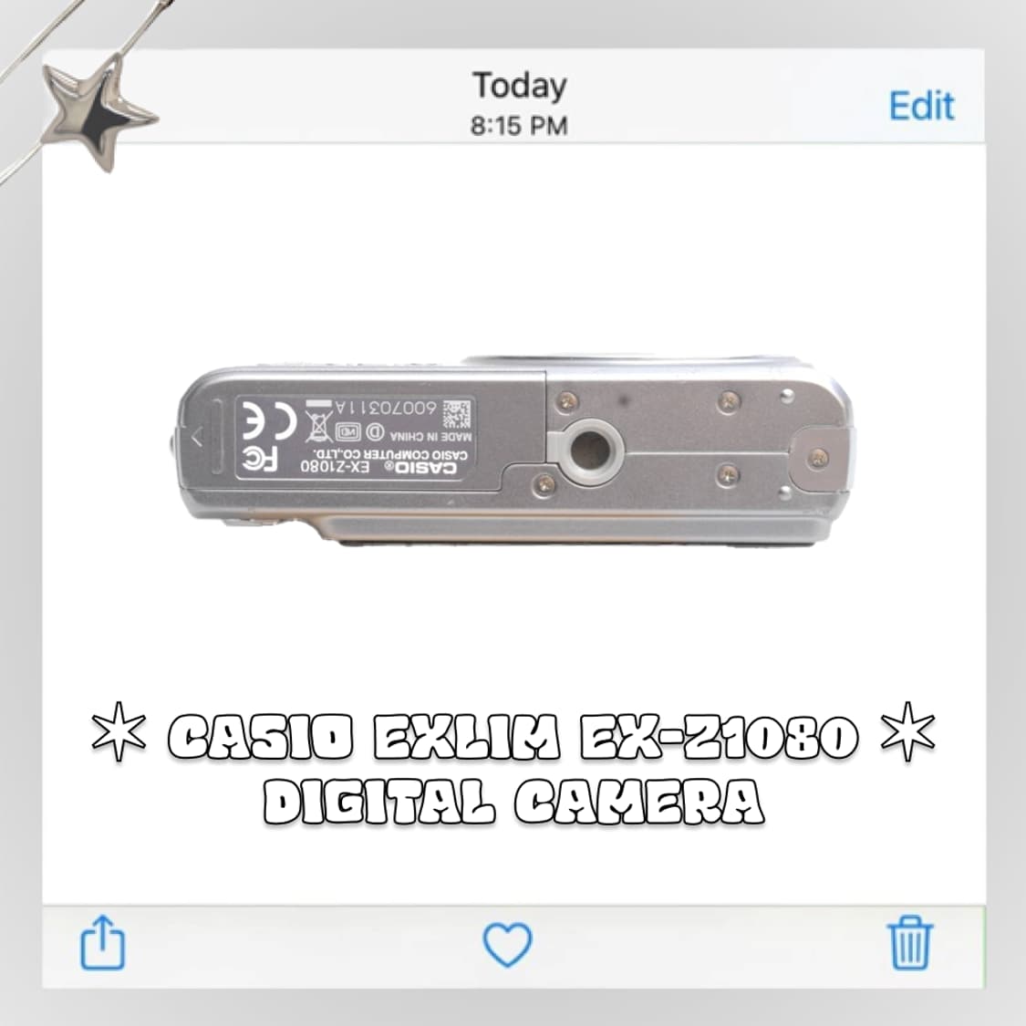 카시오 엑슬림 EX-Z1080 빈티지 디카 실버 상품이미지4