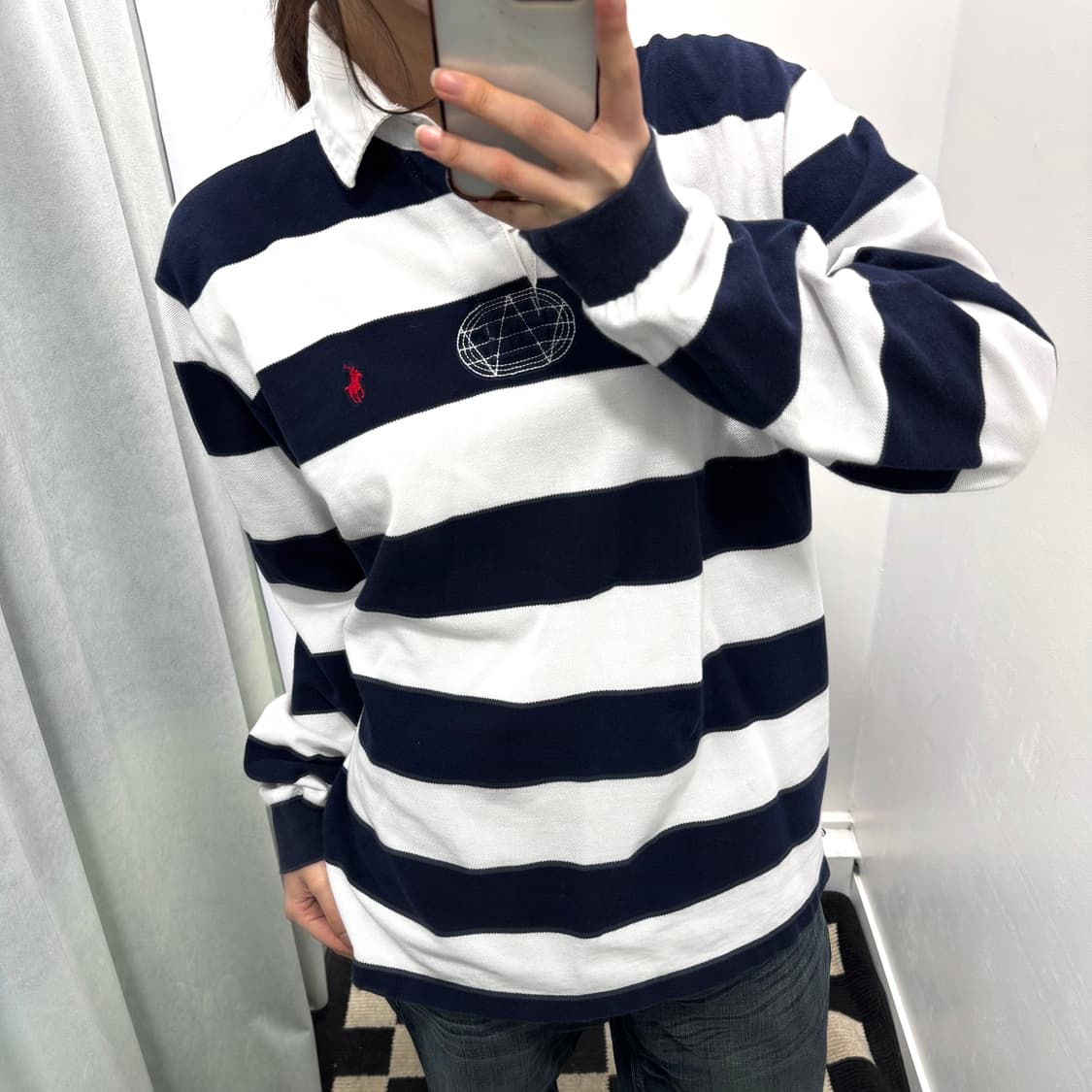 폴로 블루 화이트 스트라이프 pk 티셔츠 상품이미지2