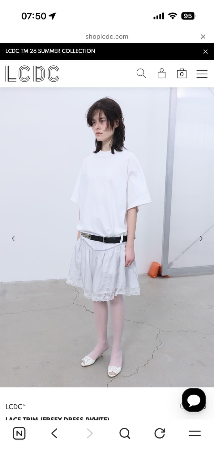 LcDC LACE TRIM JERSEY DRESS (WHITE) 상품이미지2