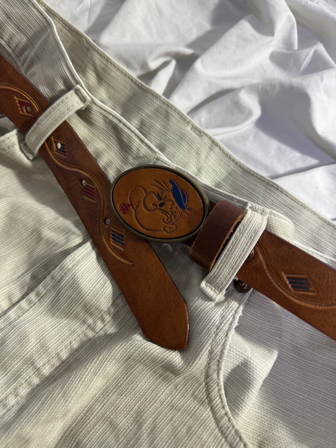 Usa kfs 뽀빠이 올리브 엠보 레더 벨트 popeye 상품이미지4