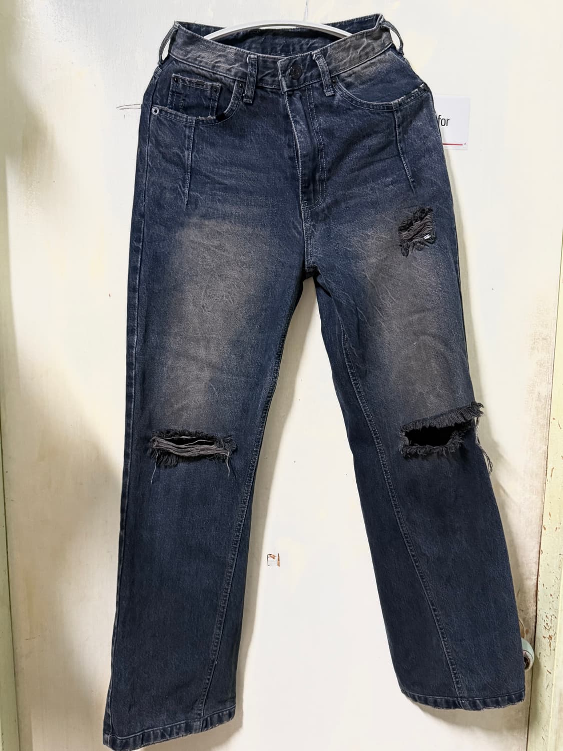 마뗑킴 데미지 세미부츠컷 데님팬츠 상품이미지4