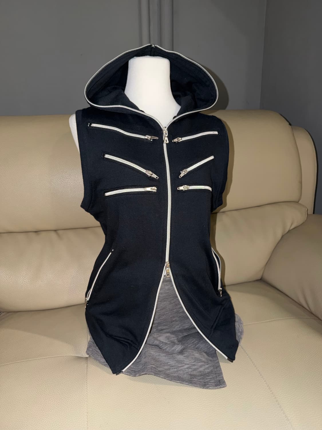 semantic design multi zipper vest zip-up 상품이미지1