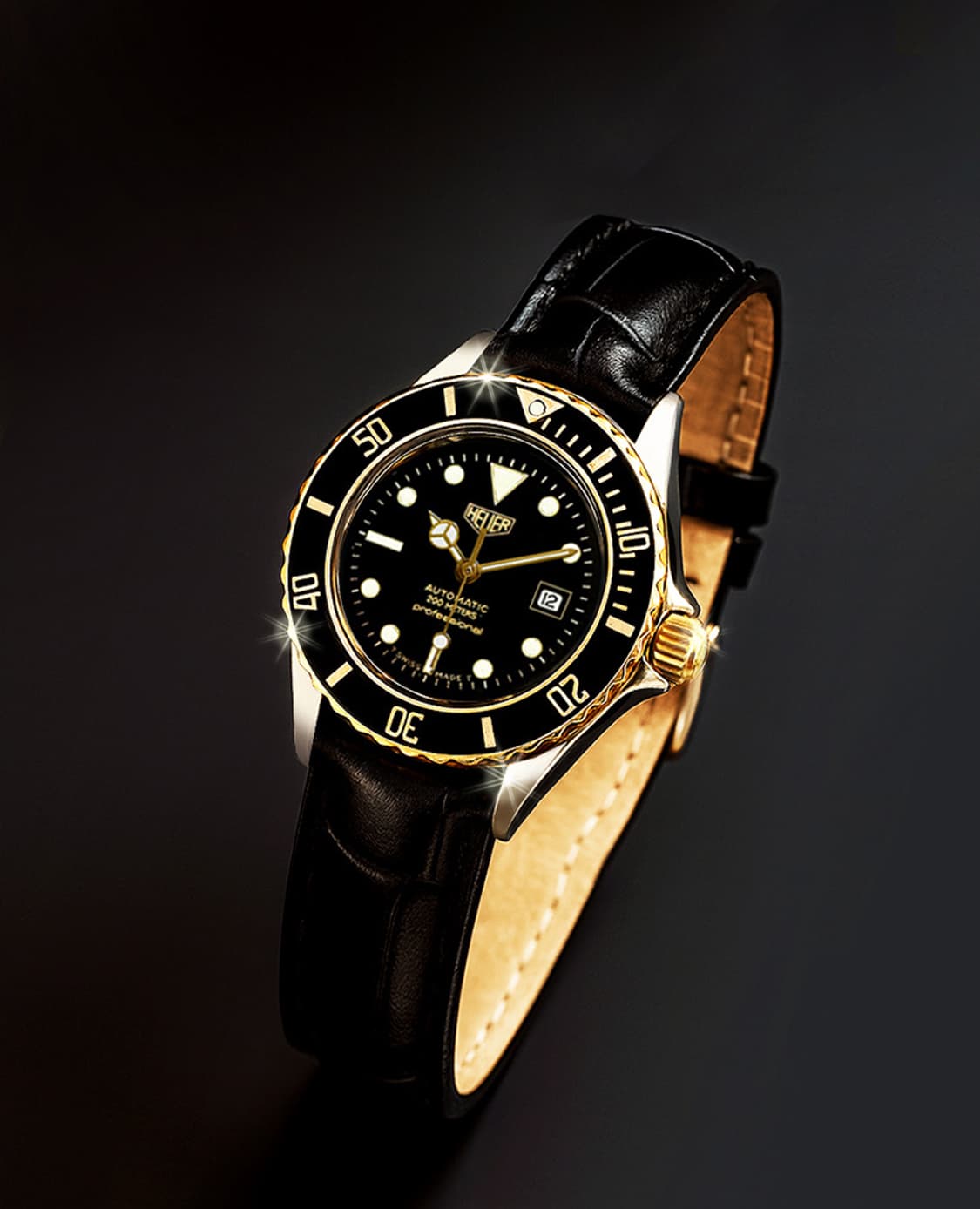 태그호이어 프로페셔널 1000M 블랙판 여성용 쿼츠 가죽 시계 상품이미지9