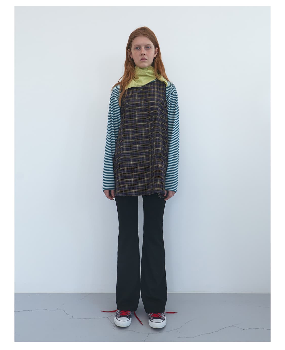 엔조블루스 시어 체크 슬리브리스탑 네이비(1회착용) 상품이미지4