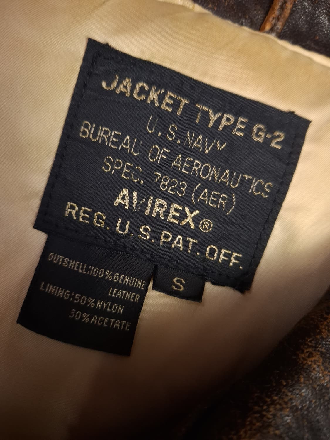 오리지날 아비렉스 미해군 G-2 천연가죽 항공점퍼 상품이미지2