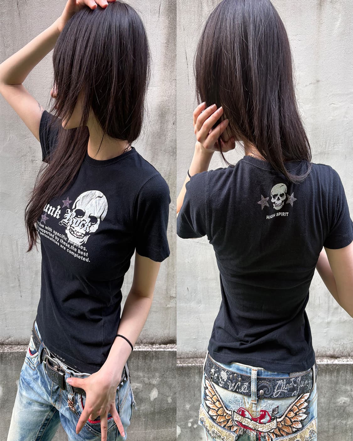 Y2K Skull Graphic Slim T-shirts 상품이미지1