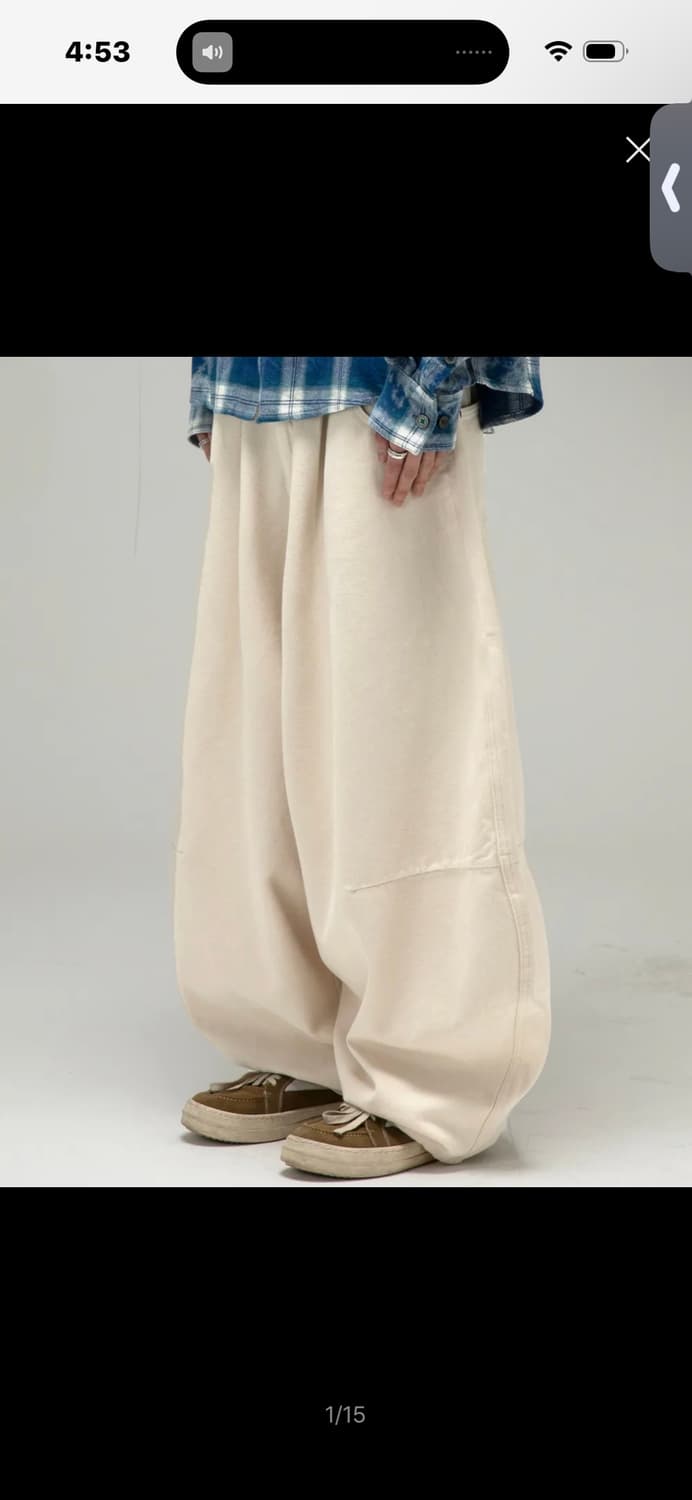 GP138 미티어 아플리케 크림 코튼 팬츠 M (CREAM) 상품이미지1