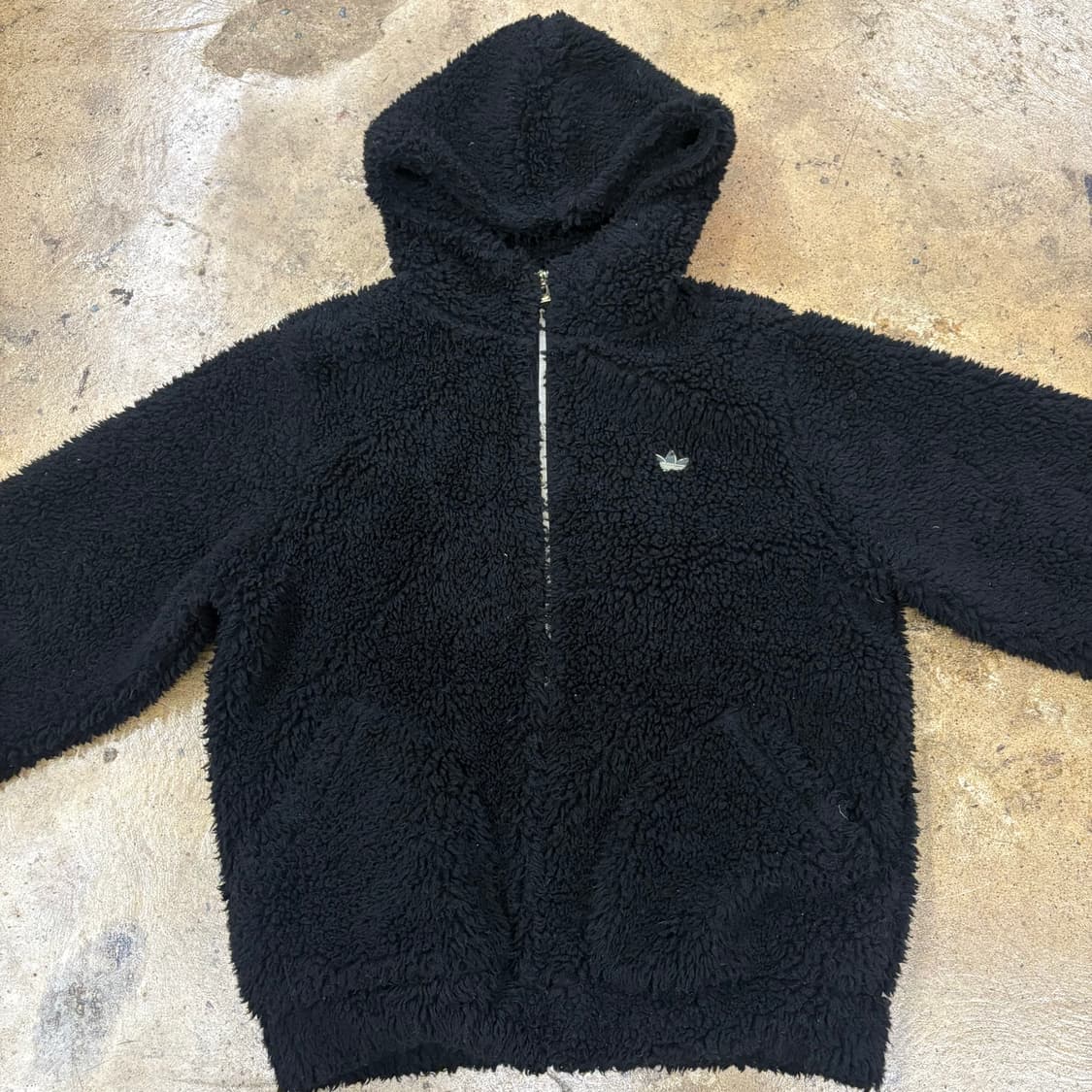 [정품/S,90] 아디다스 블랙 쉐르파 뽀글이 후드티 b19 상품이미지3