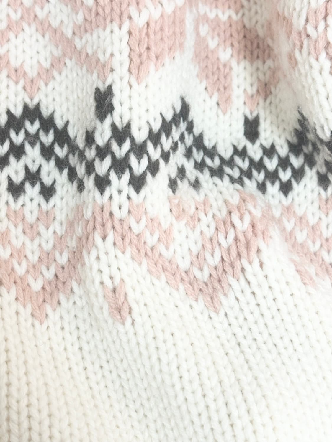 일본빈티지 폼폼이 노르딕 딸기초코 니트 후디 상품이미지3