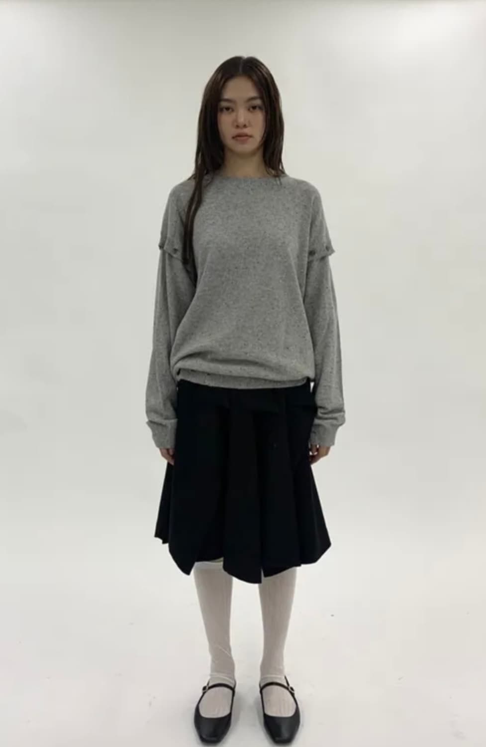 밀로우먼 어시매트릭 밴딩 스커트 블랙 상품이미지5