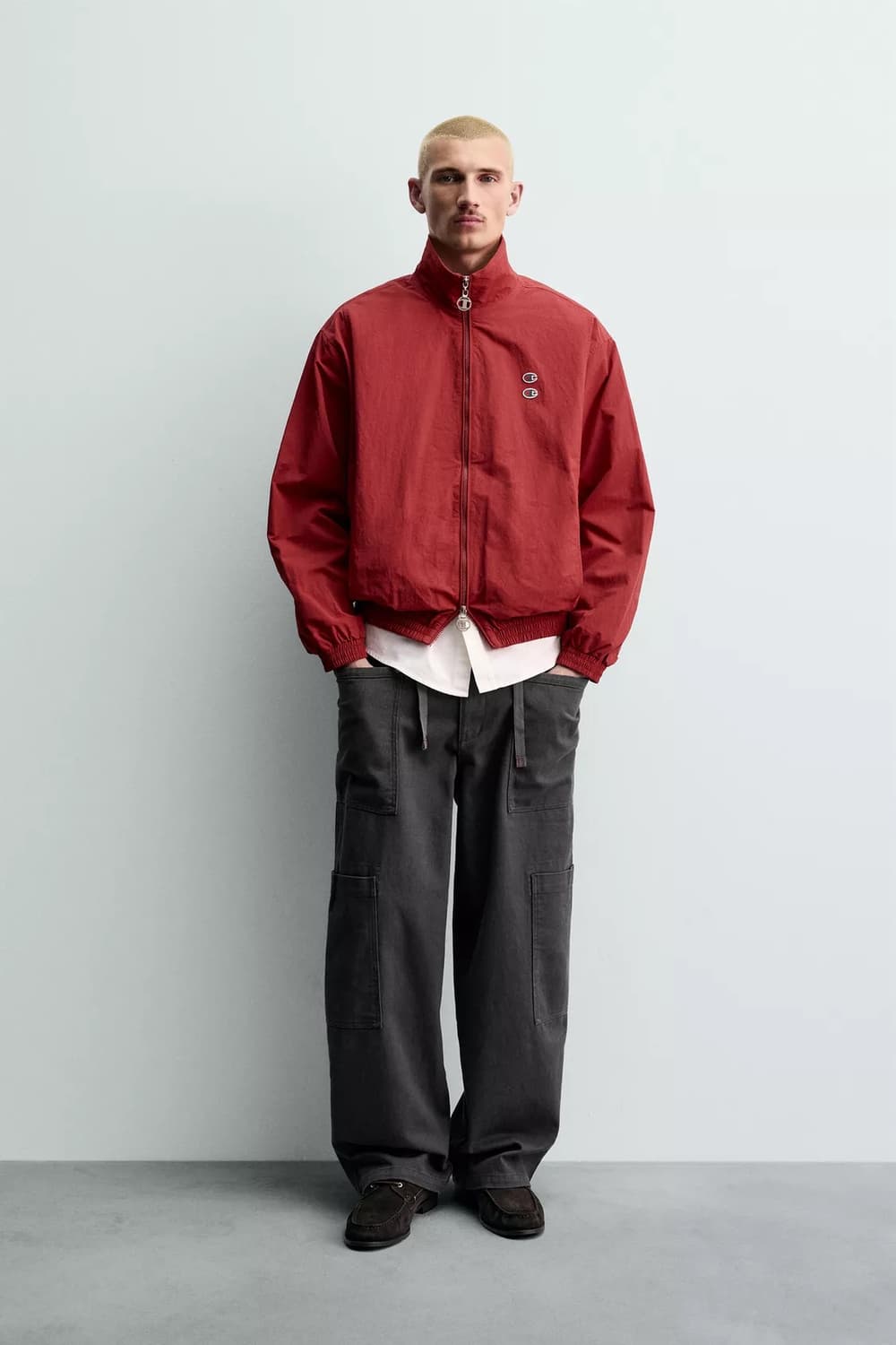 자라 x 챔피온 드로우스트링 카고 팬츠 앤트러사이트 그레이 m 상품이미지3