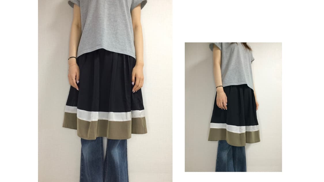 빈티지 블랙 라인 미디 스커트 상품이미지1