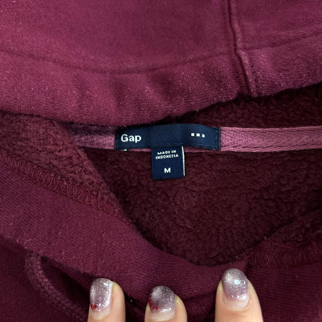 Gap 갭 라이트 핑크로고 버건디 후드티 상품이미지5