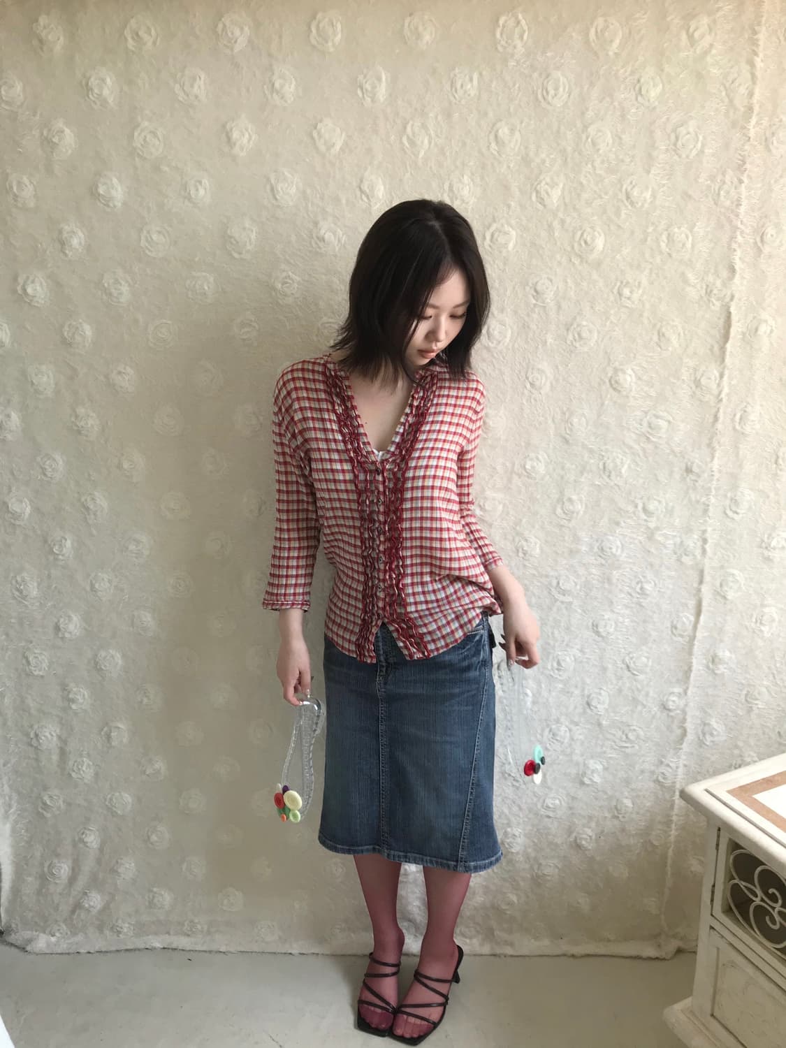 Hollister 레드 체크 7부 셔츠 상품이미지1
