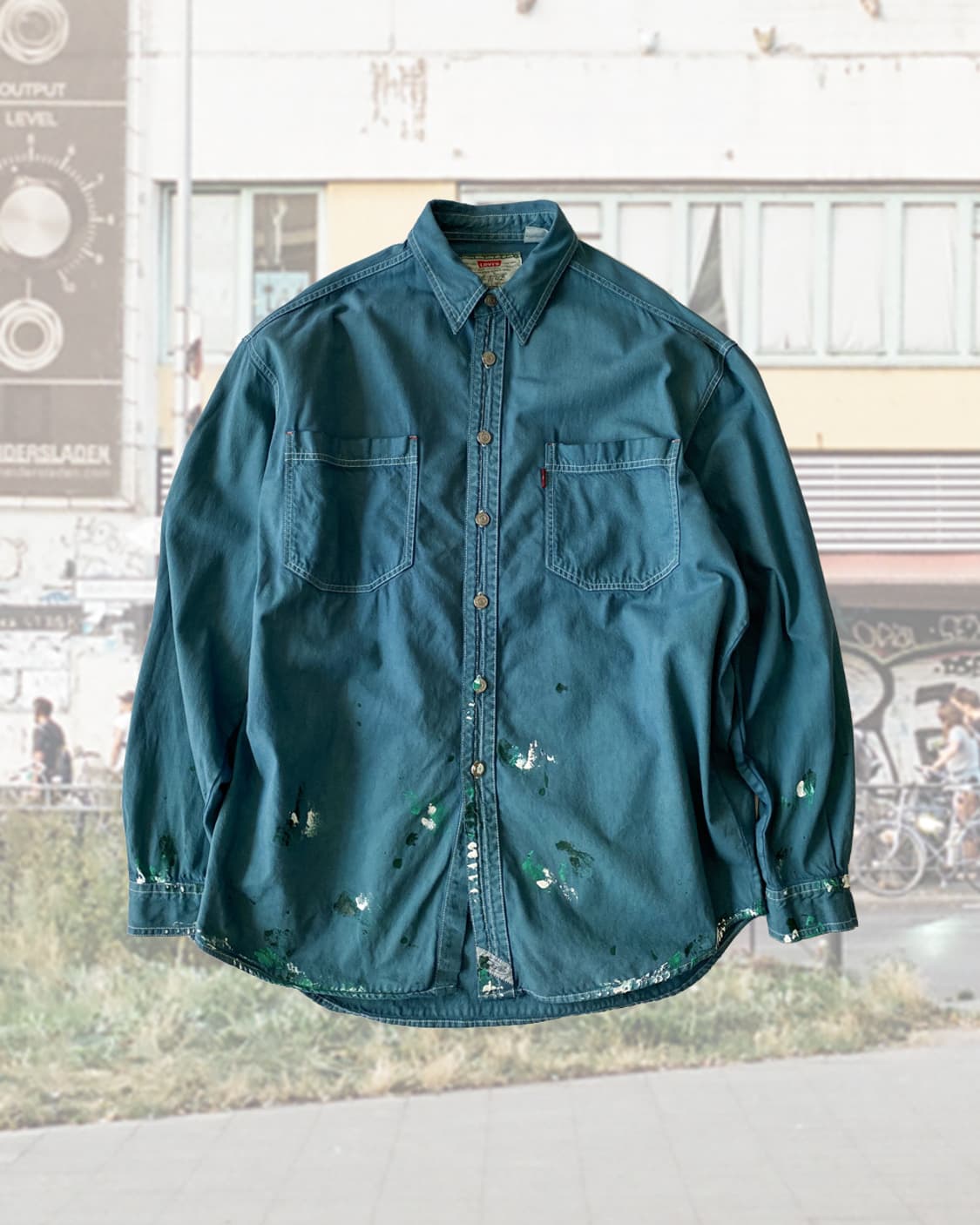 리바이스 페인팅 다잉 다크 그린 셔츠 상품이미지1