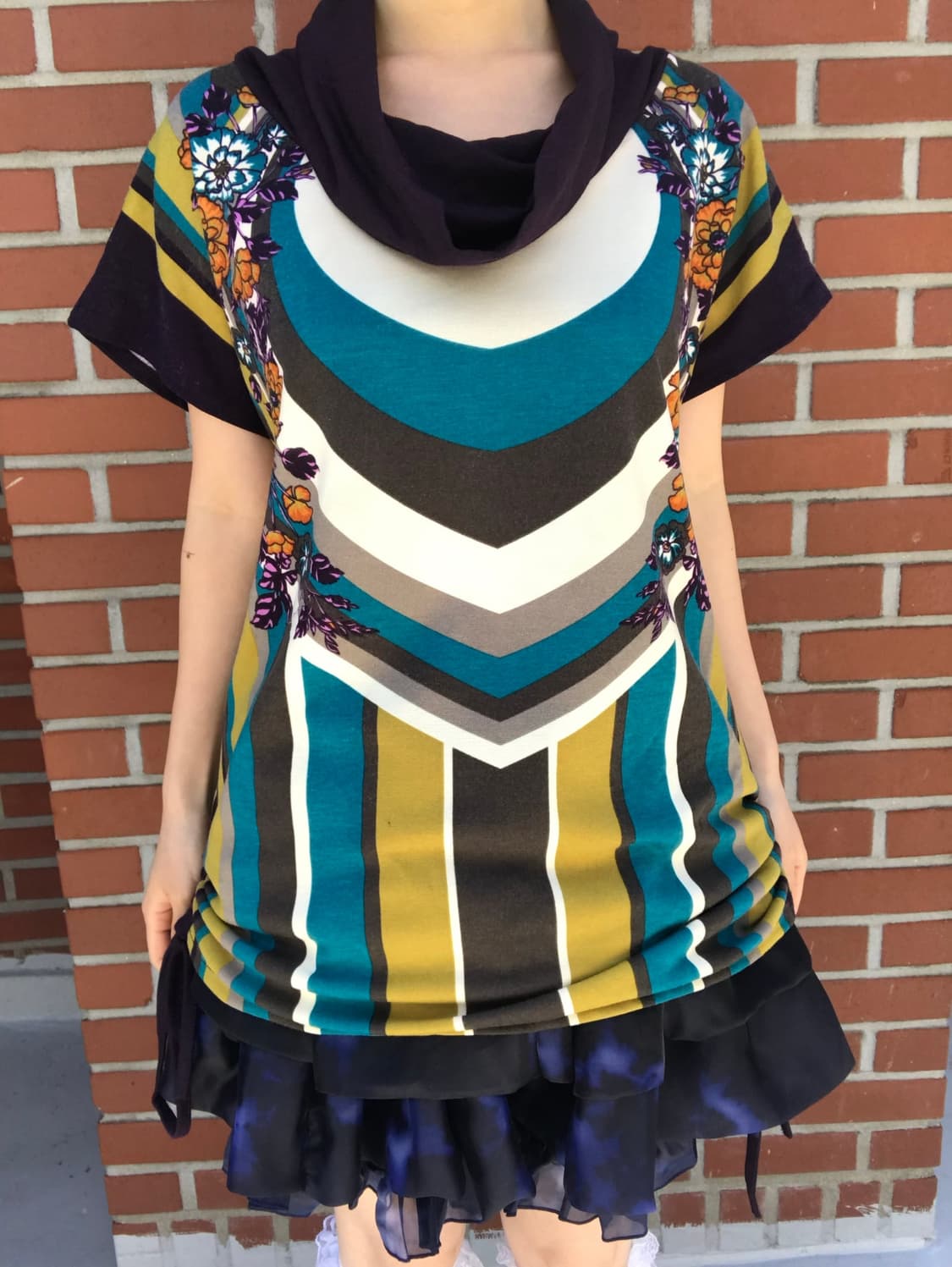 vintage shirring high neck pattern top 상품이미지2