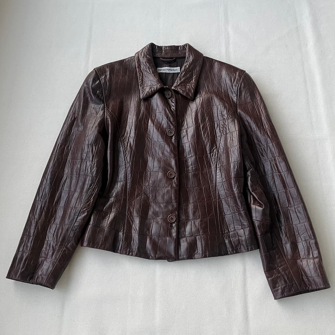 00s 엠포리오 아르마니 크로커 엠보 레더 크롭 자켓 상품이미지1