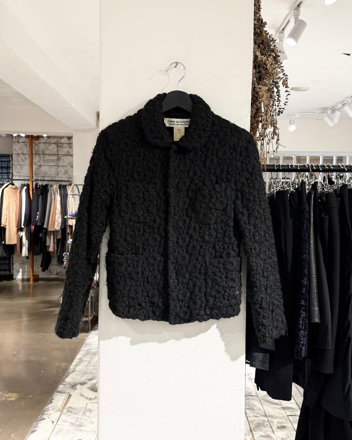 꼼데가르송 블랙 모헤어 블렌드 플라워 자켓 상품이미지1