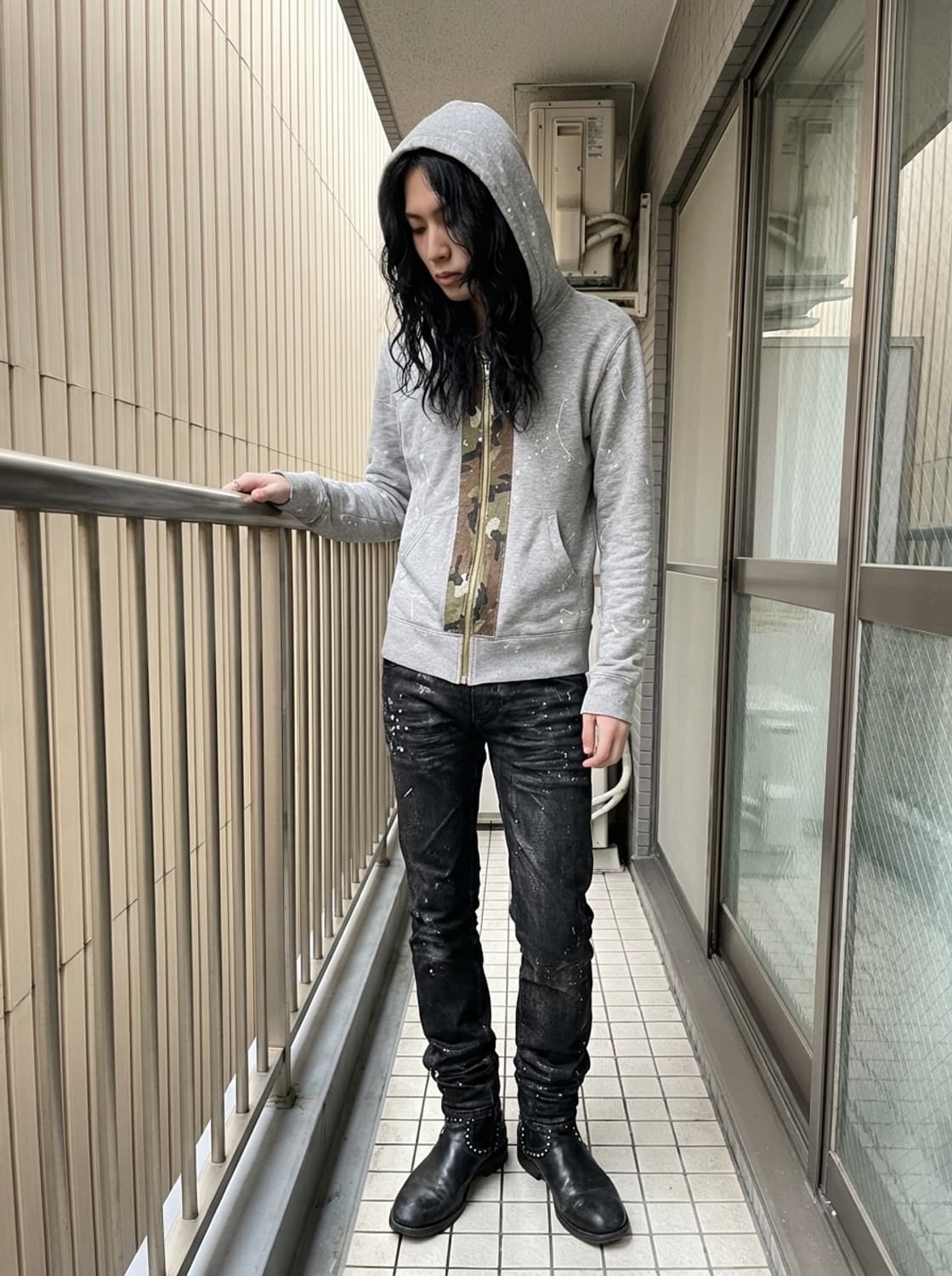 꼼데가르송 옴므 페인팅디테일 후드집업 상품이미지1