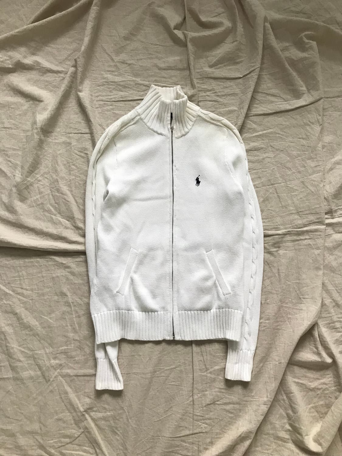 폴로 랄프로렌 포니 로고 화이트 니트집업 상품이미지5