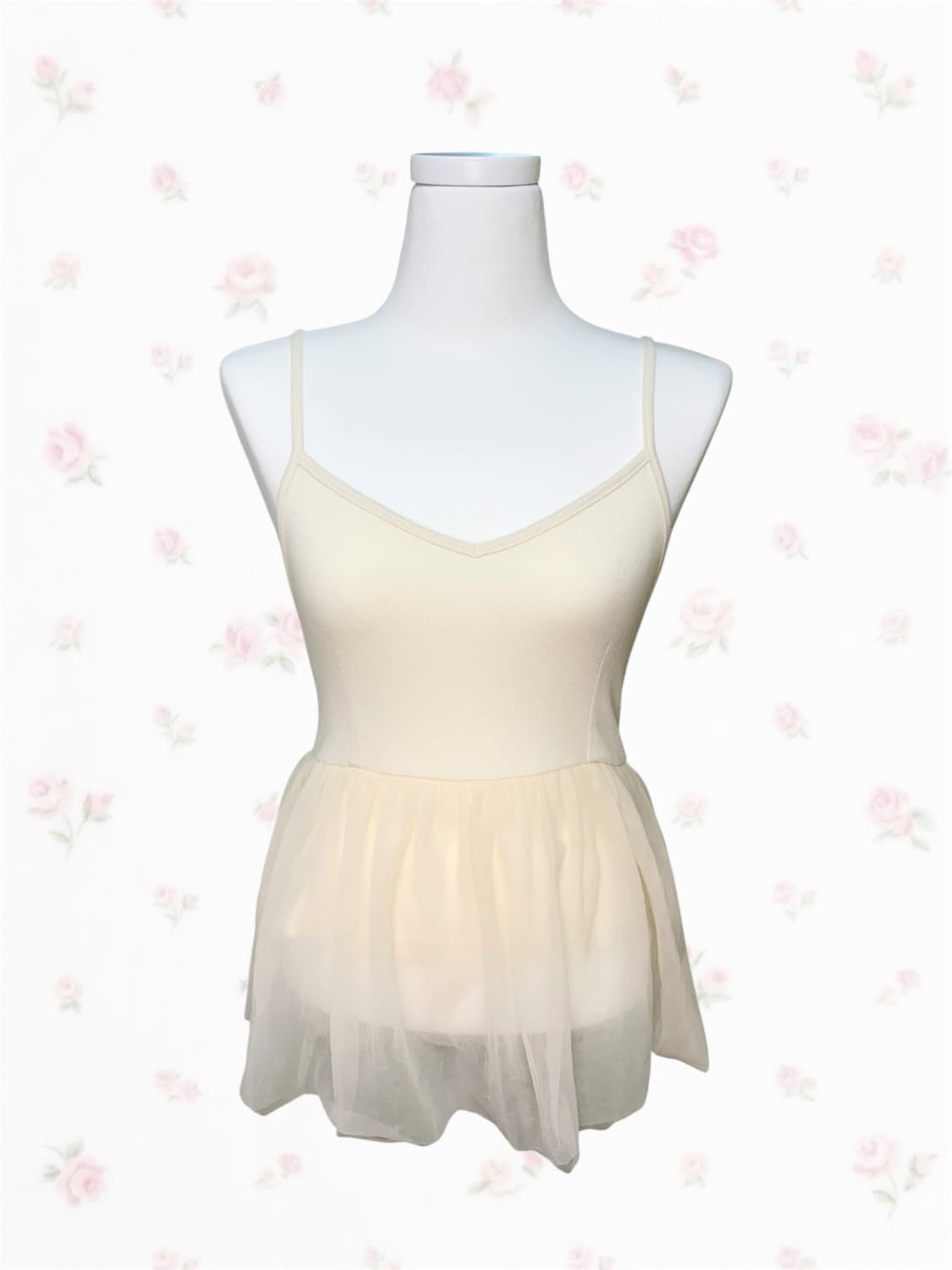 Dazyclair 발레코어 옐로베이지 슬리브리스 나시 상품이미지1