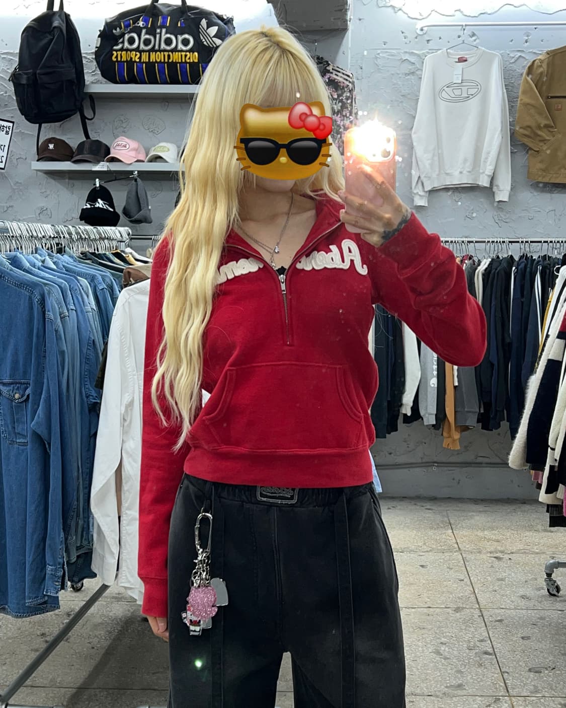 착샷O 아베크롬비 레드 반집업 후드 상품이미지3