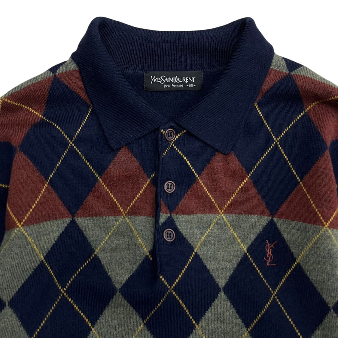 입생로랑 네이비 카라 아가일 카라니트 95 상품이미지4