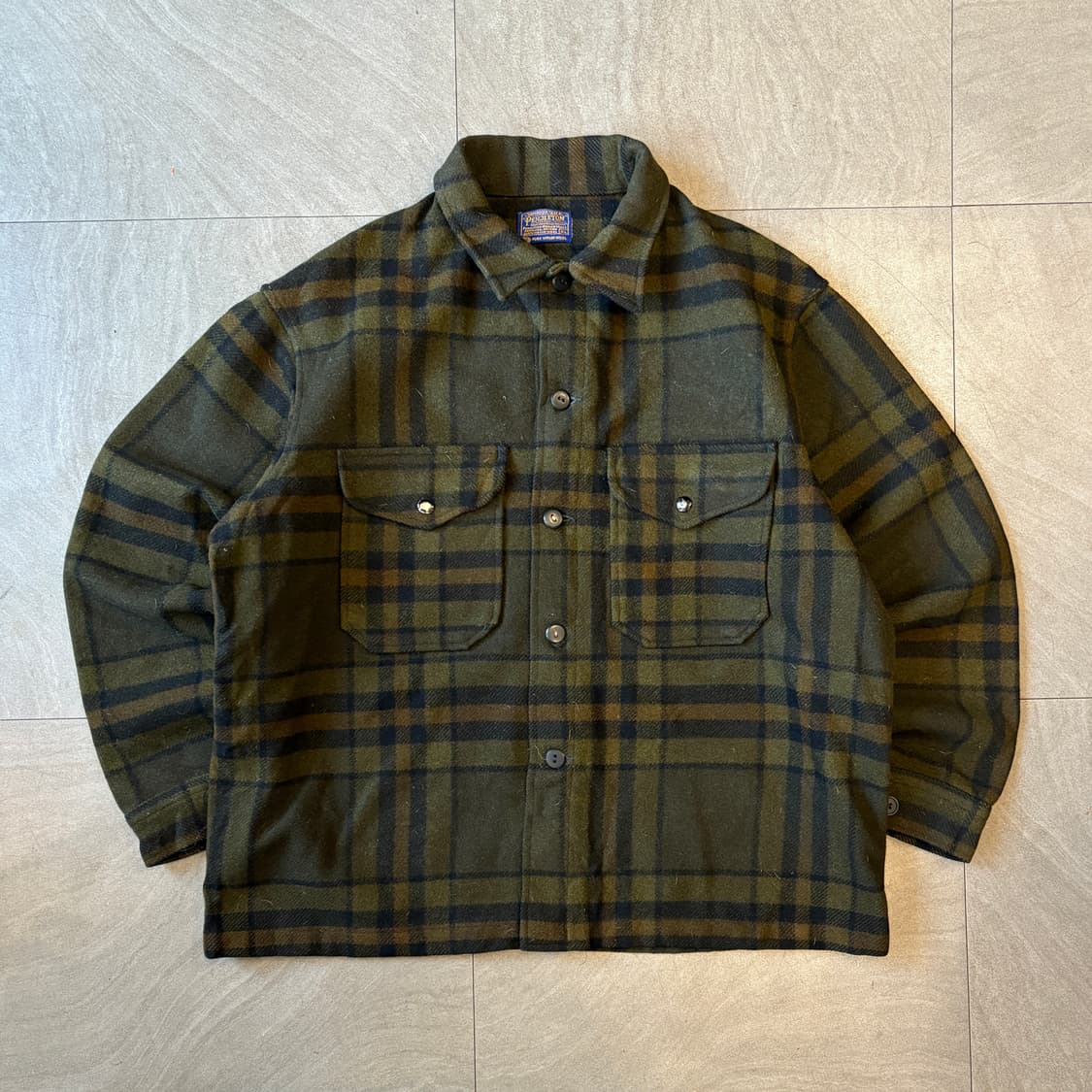 80년대 미국 생산 펜들턴 체크 울 체크 CPO 셔츠 자켓 상품이미지1