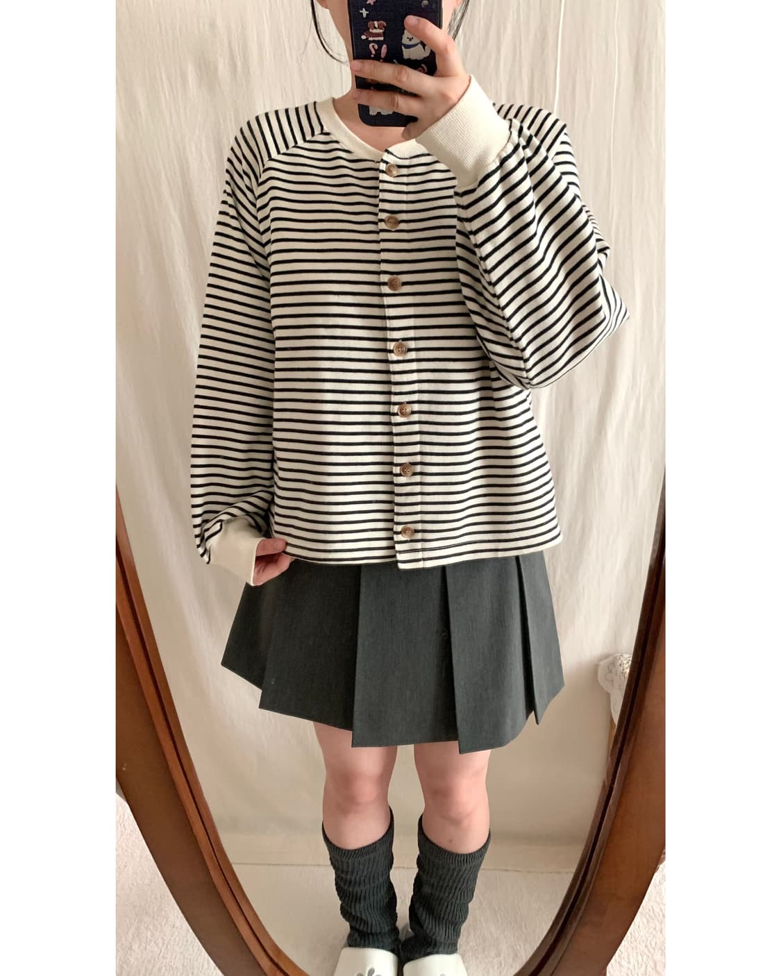 스트라이프 단가라 맨투맨 가디건 상품이미지1