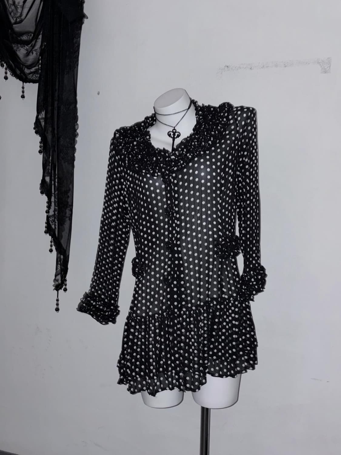 키치 곰돌이 후집 & 공겜여주 도트 믹스코디🎵🖤 상품이미지8