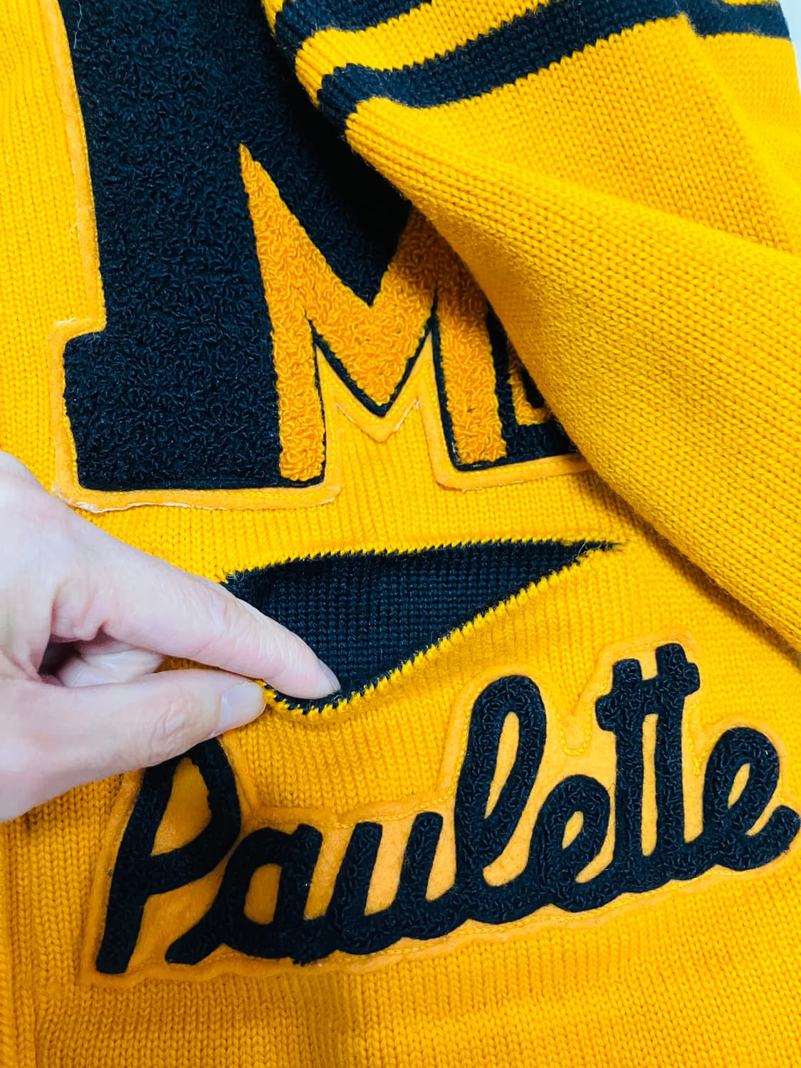 빈티지 캠퍼스 바시티 울 가디건 패치 스트라이프 상품이미지8