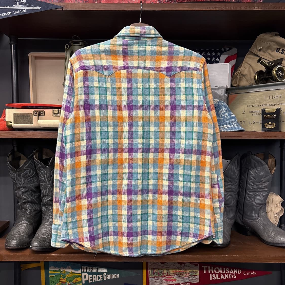 90s 리 유니온메이드 헤비플란넬 웨스턴 체크셔츠 젬스톤스냅 N870 상품이미지2