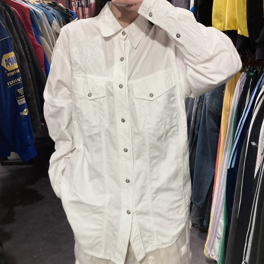 [IM] vtg 화이트 자수 웨스턴 셔츠 상품이미지4