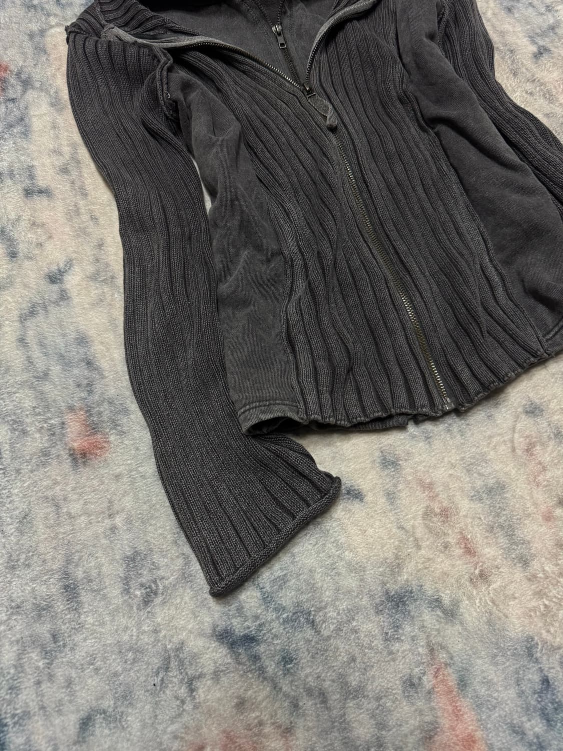Nini lack layered zipper grunge hoodie 상품이미지5