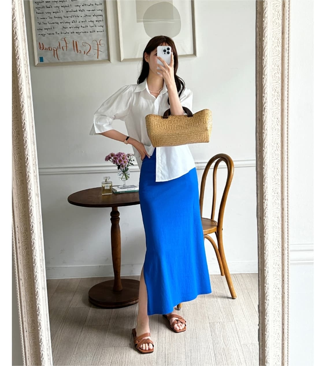 블루 밴딩 롱스커트  (M-L) 상품이미지1