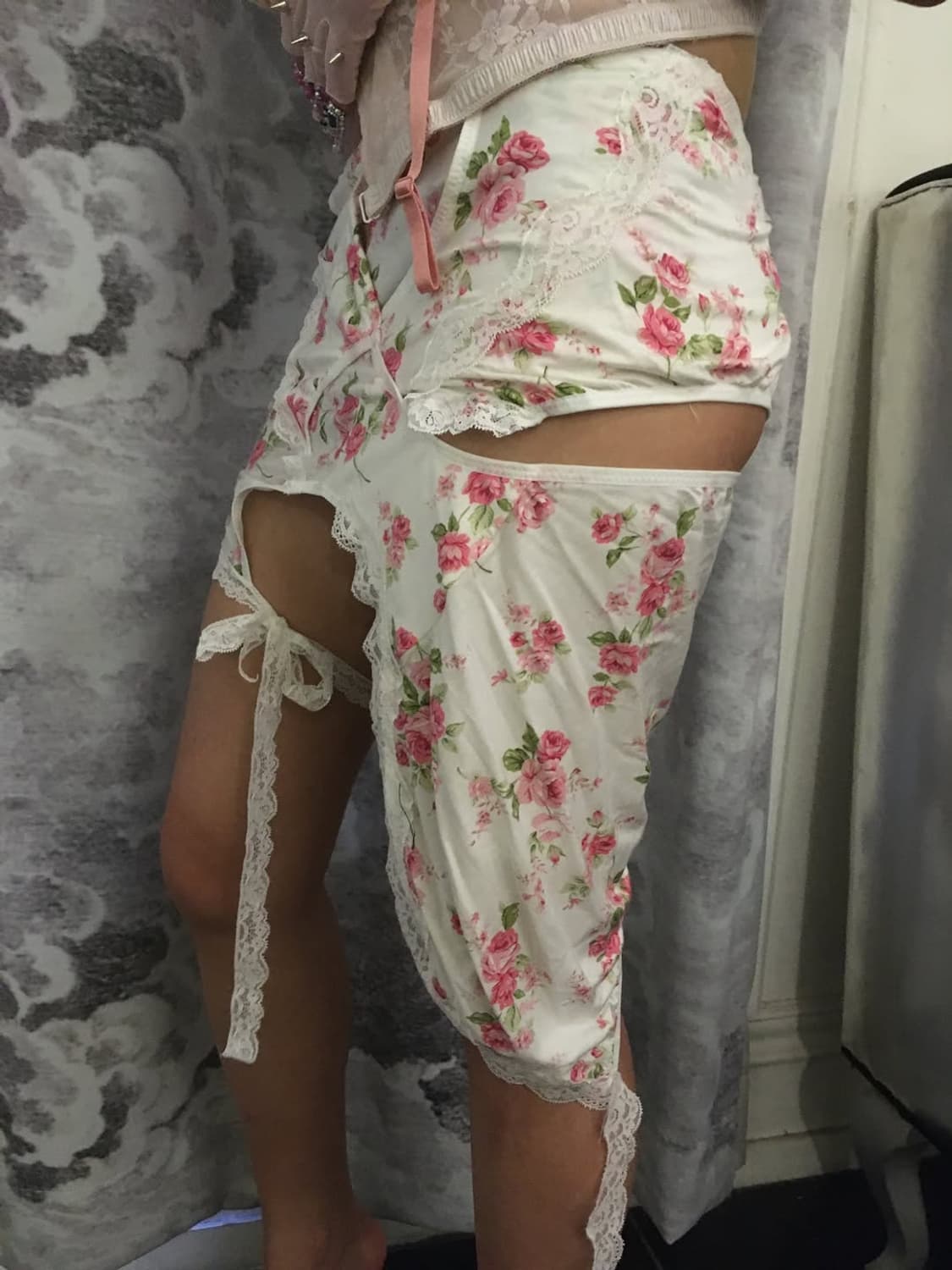 Rose white race skirt 상품이미지2