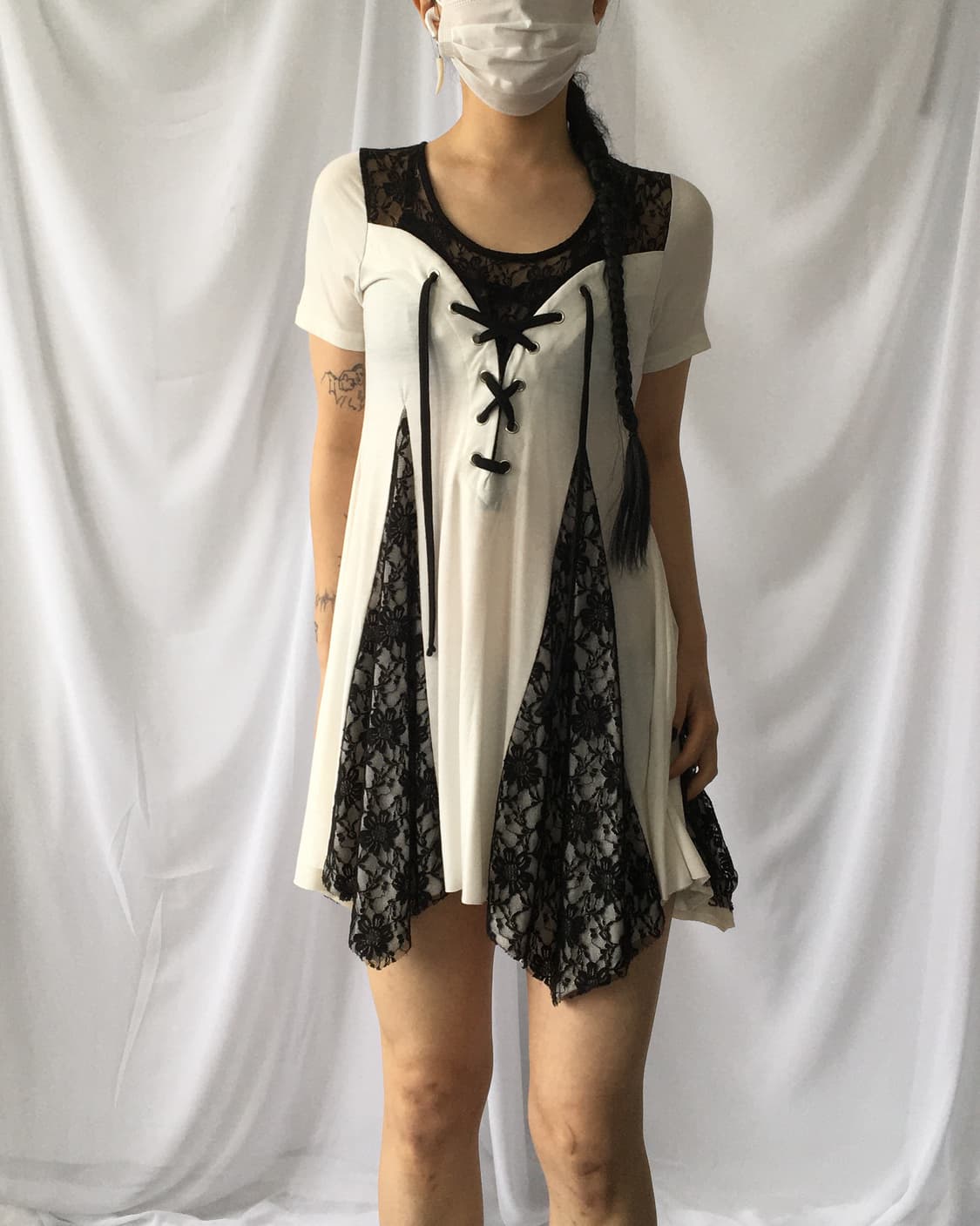 Lace up point lace trimming onepiece 상품이미지7