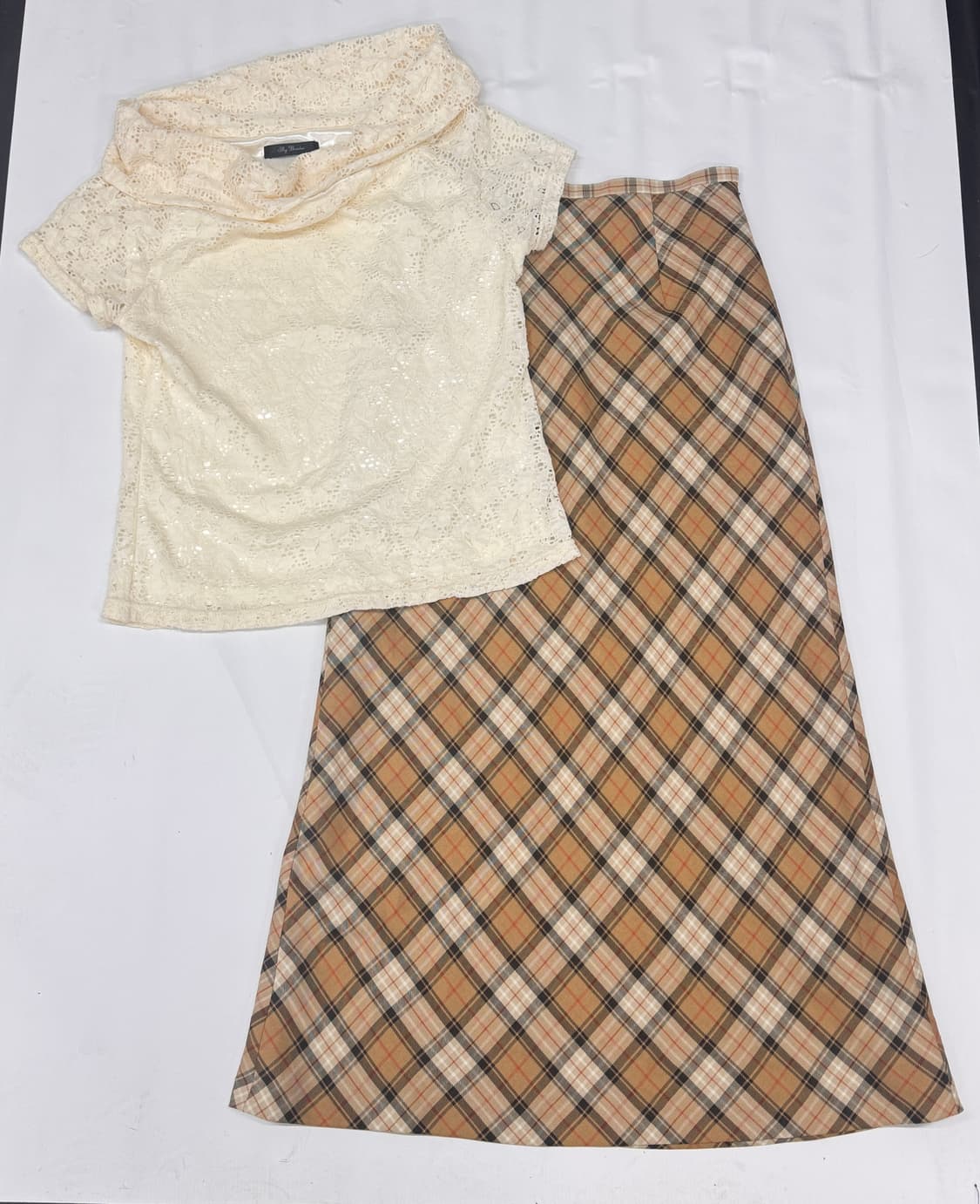 🥨라떼갸루 블라우스 체크 스커트 코디세트🥨 봄여름 블라우스 롱스커트  상품이미지2