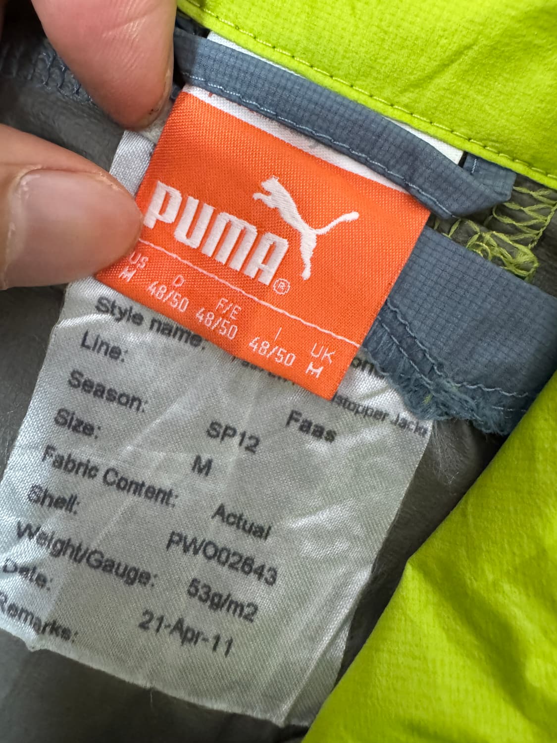 푸마 PUMA 올드스쿨 가벼운 방수 바람막이 라임 상품이미지3