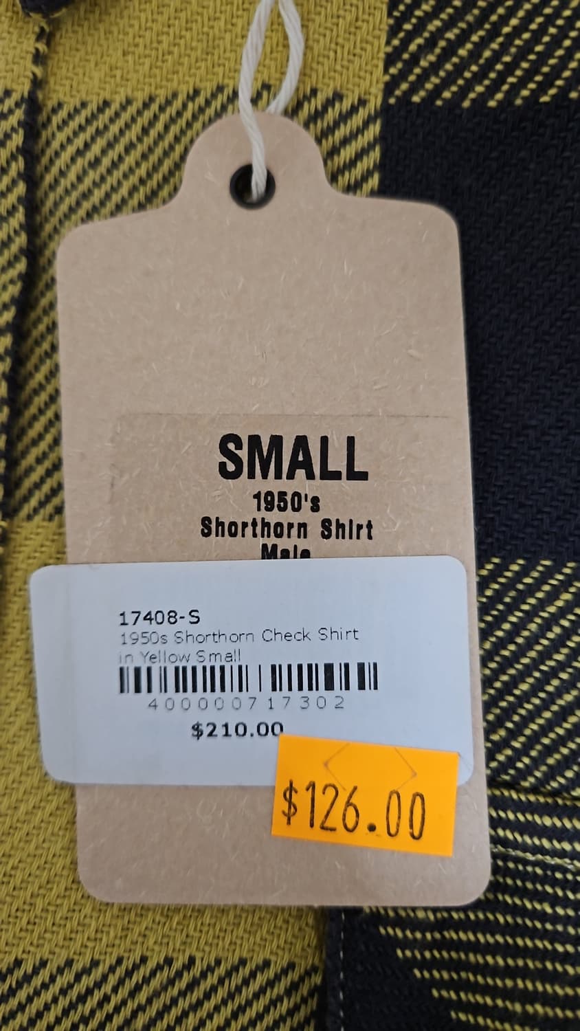 리바이스 LVC 1950's 숏혼 체크 셔츠 옐로우 S 상품이미지5