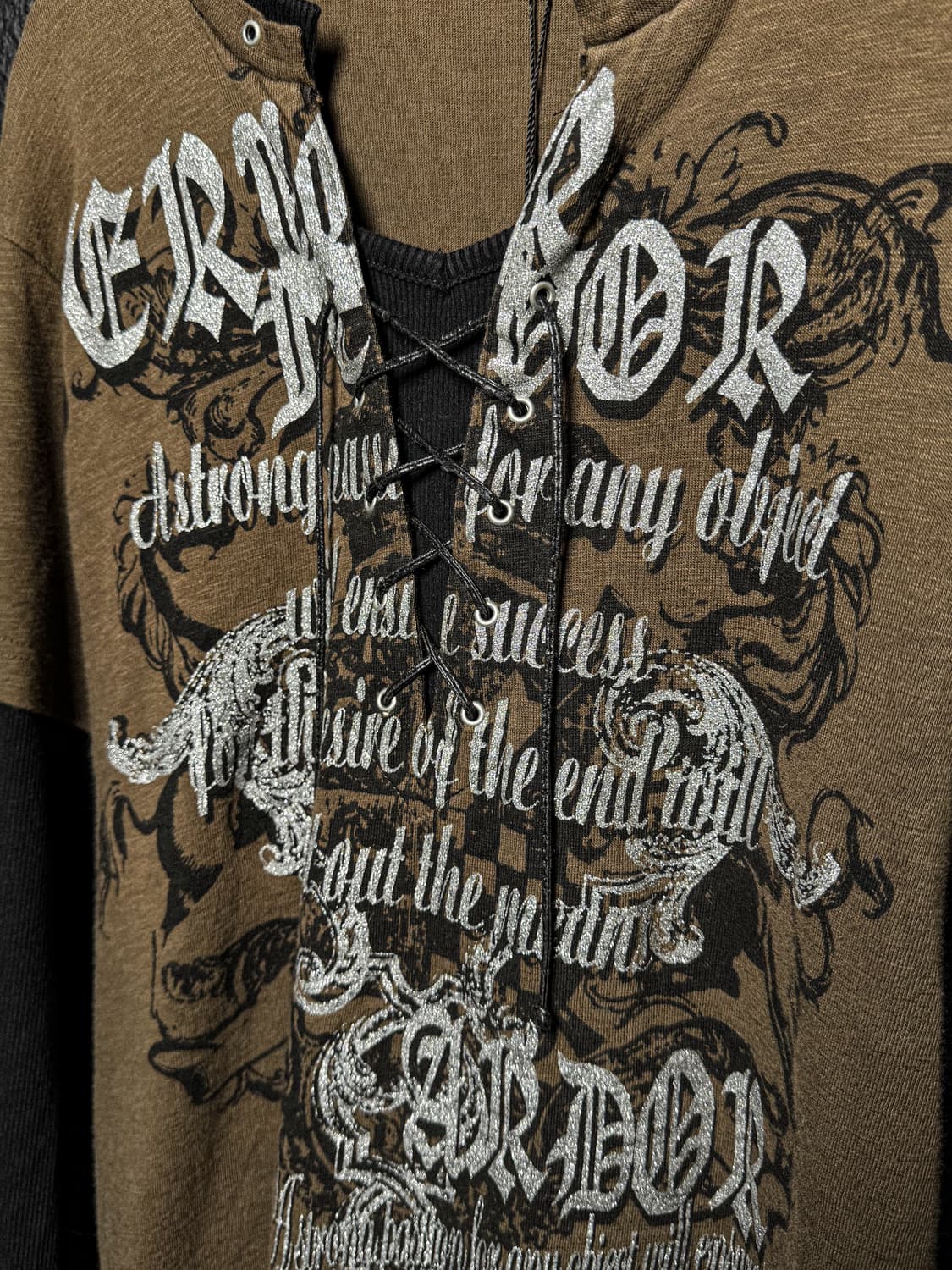 Lace-Up Layered Graphic T shirt 상품이미지3