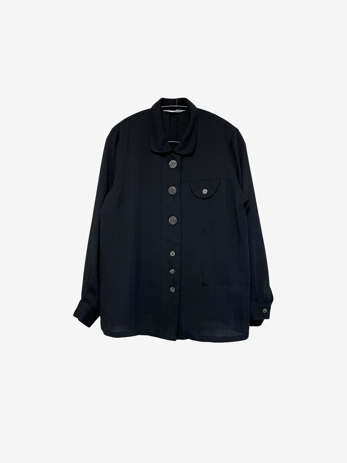 Round Collar Button Jacket - Black 상품이미지6