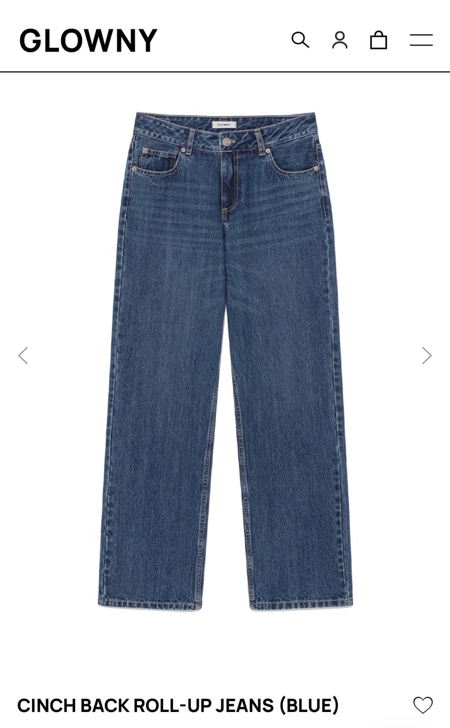 Glowny CINCH BACK ROLL UP JEANS (BLUE) 상품이미지2