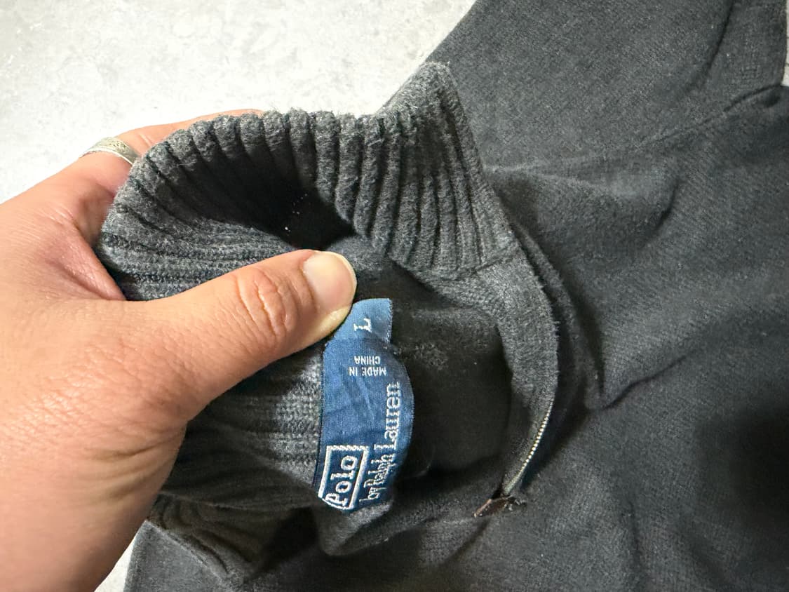 00s  랄프로렌 폴로  차콜컬러   빈티지  코튼 니트  하프집업  1 상품이미지3