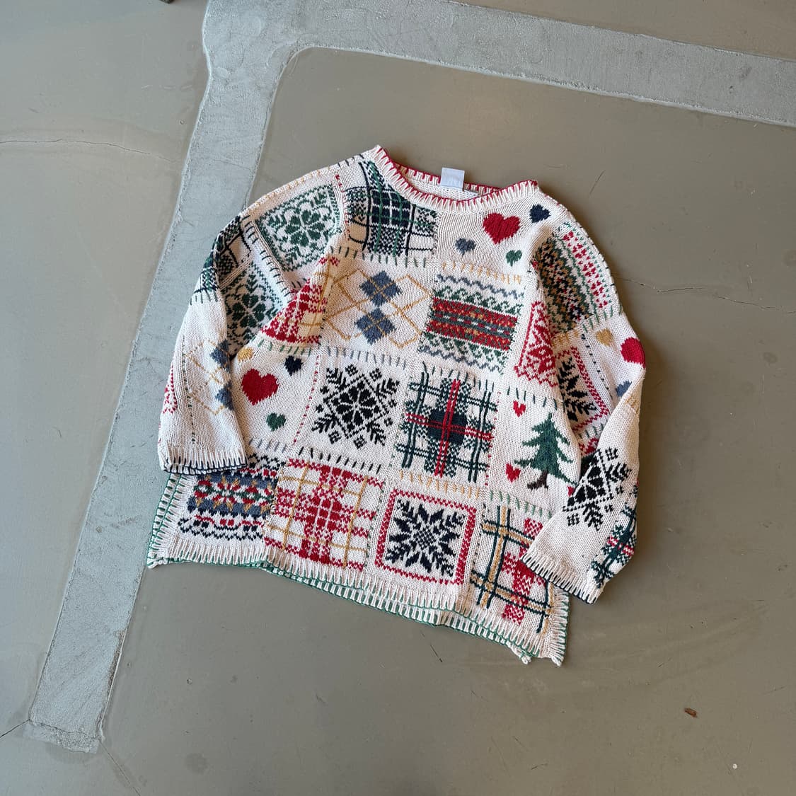 vtg 스노우 패치워크 스웨터 니트 상품이미지2