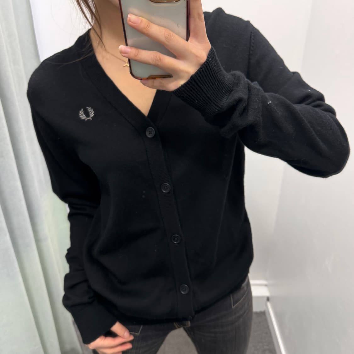 Fred perry 블랙 울 가디건 상품이미지2